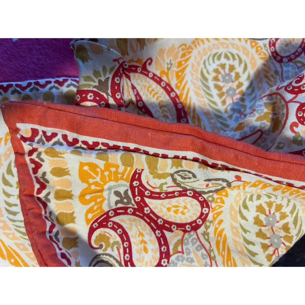 Pottery Barn 24” x 24” Paisley Floral Pillow Cover Orange Cotton Linen Blend